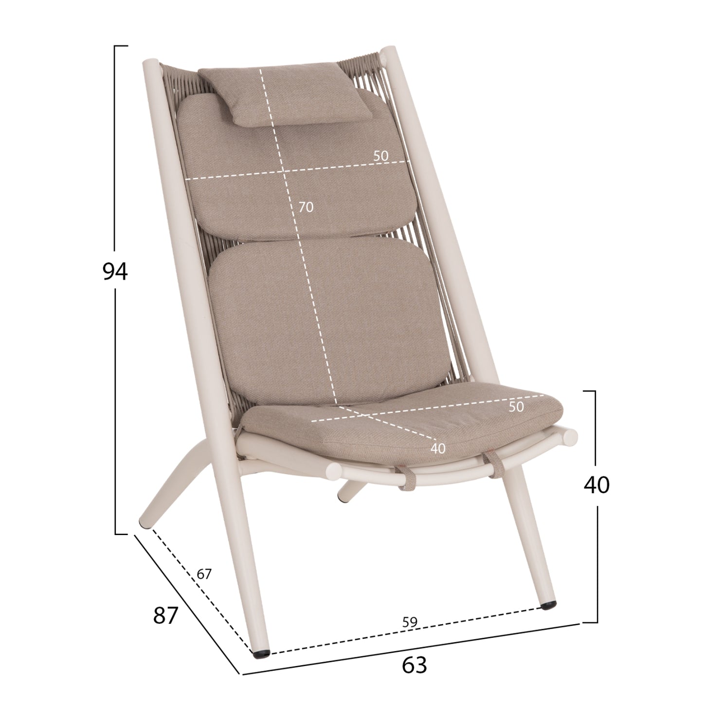 ΠΟΛΥΘΡΟΝΑ RELAX REMUS ΑΛΟΥΜΙΝΙΟ ΛΕΥΚΟ ΣΧΟΙΝΙ OLEFIN ΜΠΕΖ 63x87x94