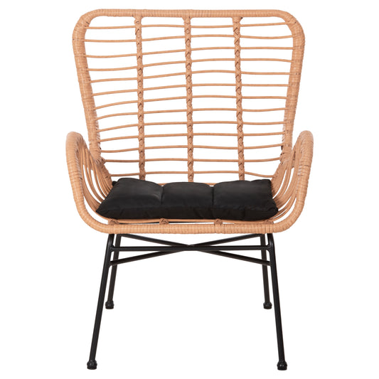 ΠΟΛΥΘΡΟΝΑ ΣΤΥΛ ΜΠΕΡΖΕΡΑΣ ALLEGRA P.E. RATTAN ΜΠΕΖ ΜΑΥΡΟ ΜΕΤΑΛΛΟ 66x59x90
