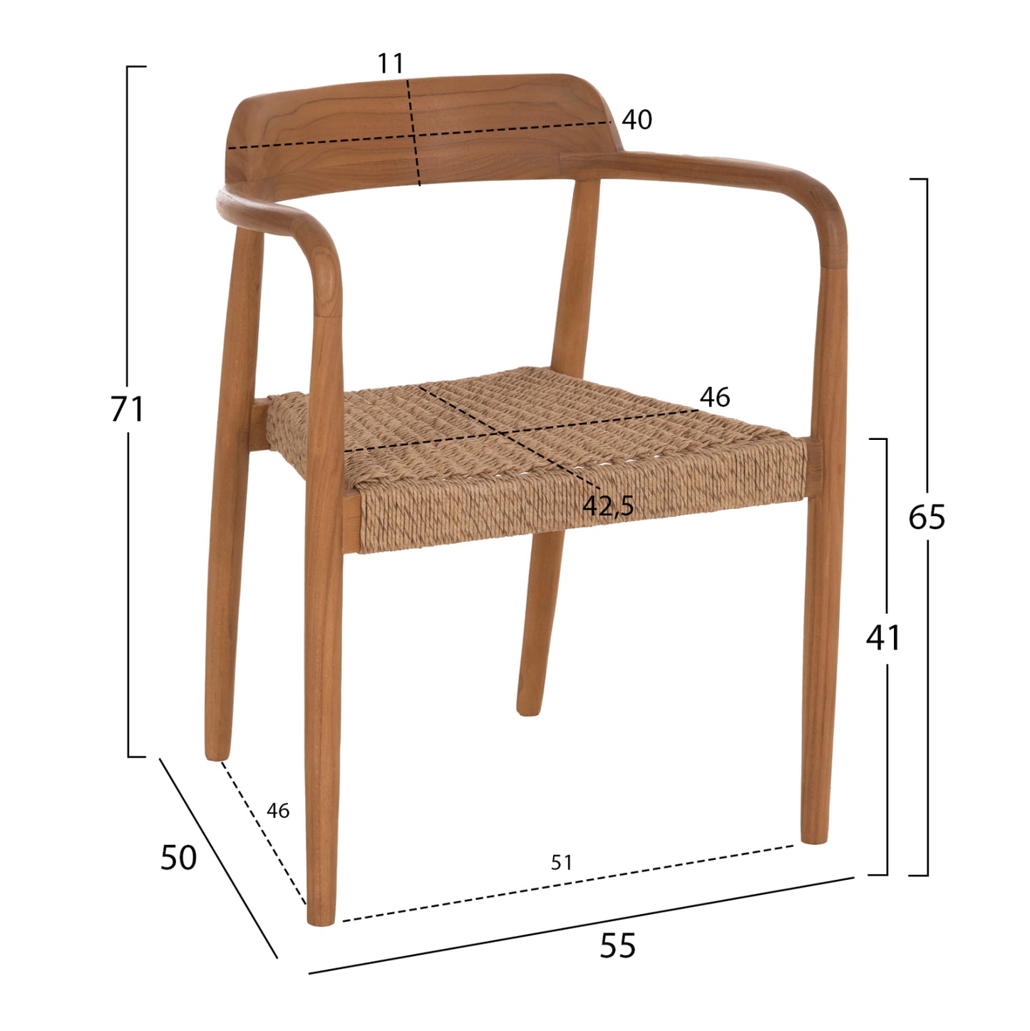 ΠΟΛΥΘΡΟΝΑ ΤΡΑΠΕΖΑΡΙΑΣ ROBBY ΞΥΛΟ TEAK & ΣΧΟΙΝΙ VIRO ΦΥΣΙΚΟ 55x50x71