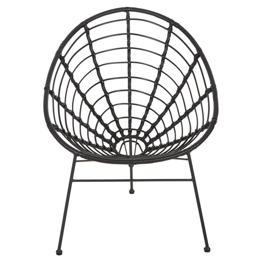 ΠΟΛΥΘΡΟΝΑ ΤΥΠΟΥ ΦΩΛΙΑ ΜΕΤΑΛΛΙΚΗ ALLEGRA ΜΕ WICKER ΜΑΥΡΟ 73x78x88