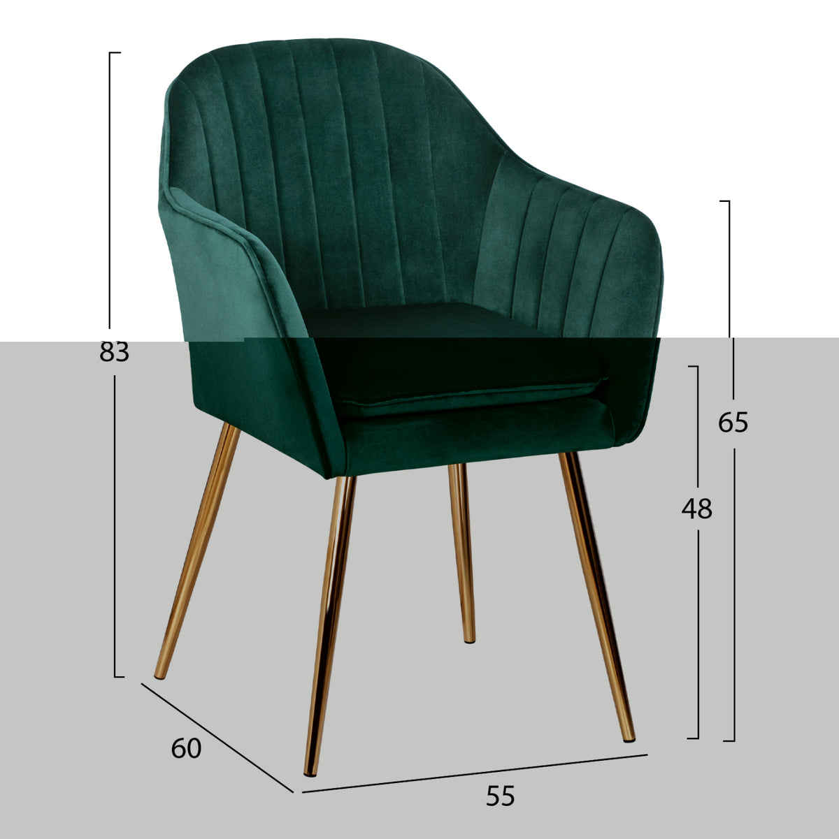 SAWYER ARMCHAIR VELVET CYPRESS WITH GOLD LEGS 55x60x83