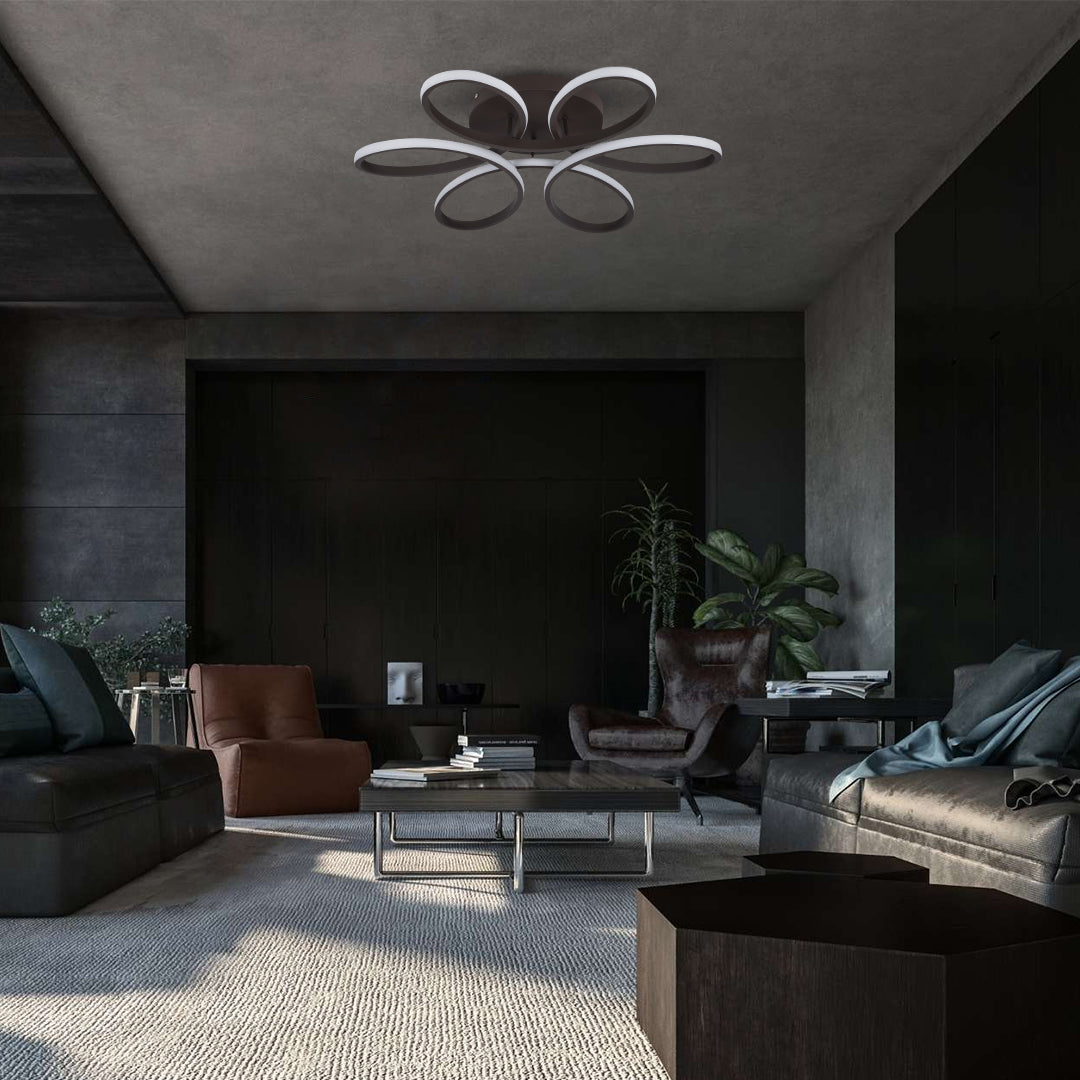 MARGARET 61402 Μοντέρνο Κρεμαστό Φωτιστικό Οροφής LED 54W 6210lm 360° AC 220-240V IP20 Ρυθμιζόμενο Λευκό CCT με Χειριστήριο από 2700K έως 6000K Dimmable - Lumileds SMD Chip - Καφέ Ματ - Μ57 x Π57 x Υ12cm