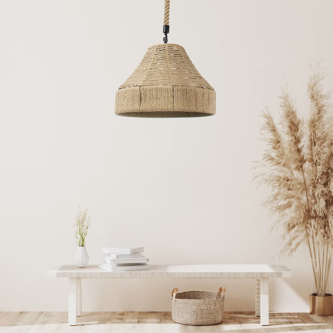 DOGMA 01609 Boho Κρεμαστό Φωτιστικό Οροφής με Ντουί 1 x E27 AC 220-240V IP20 - Μπεζ - Μ38 x Π38 x Υ28