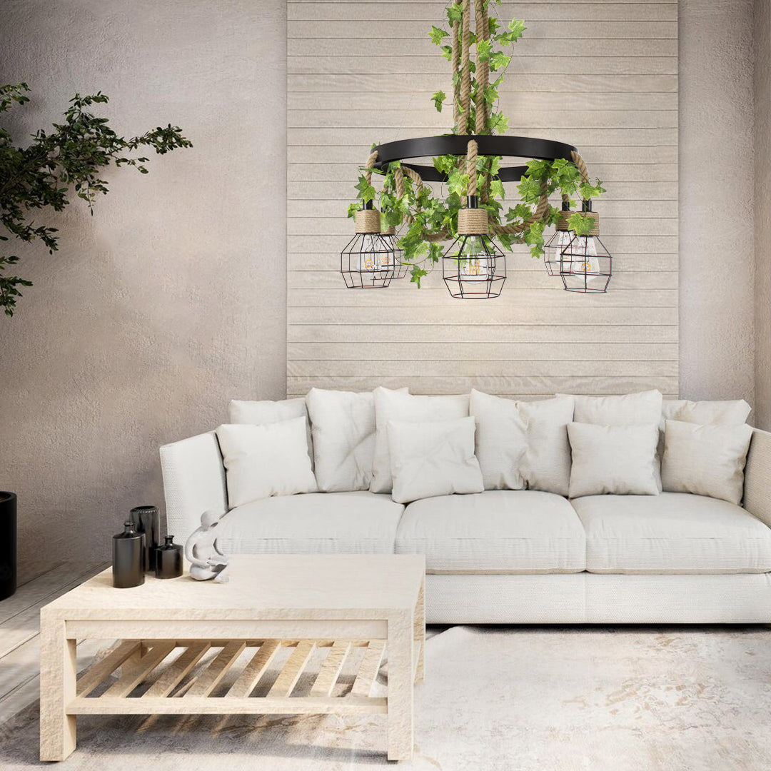 HELLET 01193 Vintage Κρεμαστό Φωτιστικό Οροφής με Ντουί 6 x E27 AC 220-240V IP20 - Μαύρο & Πράσινο - Μ72 x Π72 x Υ80