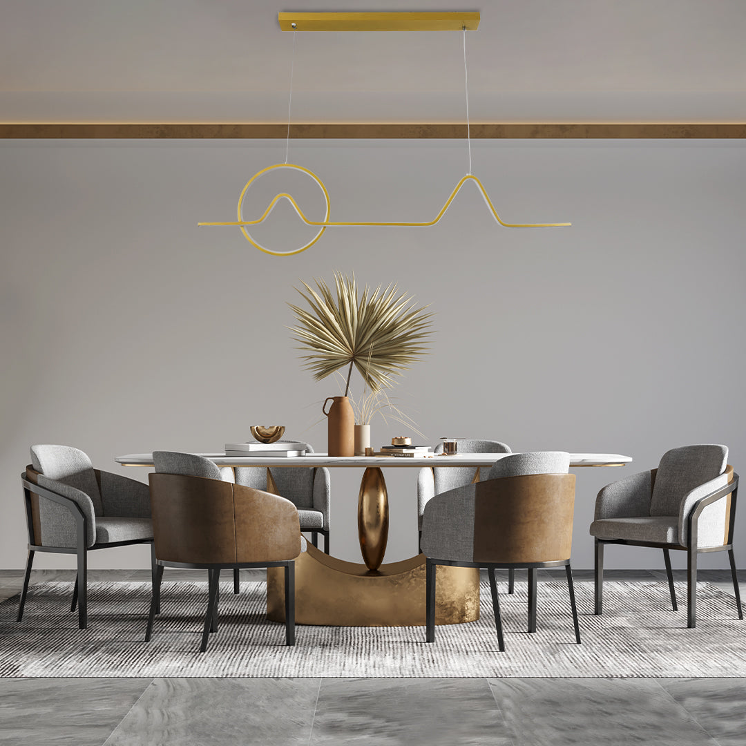 WINDY 61293 Κρεμαστό Φωτιστικό Οροφής Design LED CCT 67W 7504lm 300° AC 220-240V - Εναλλαγή Φωτισμού μέσω Τηλεχειριστηρίου All In One Ψυχρό 6000k+Φυσικό 4500k+Θερμό 2700k Dimmable Μ120 x Π4 x Υ30cm - Χρυσό Βούρτσας