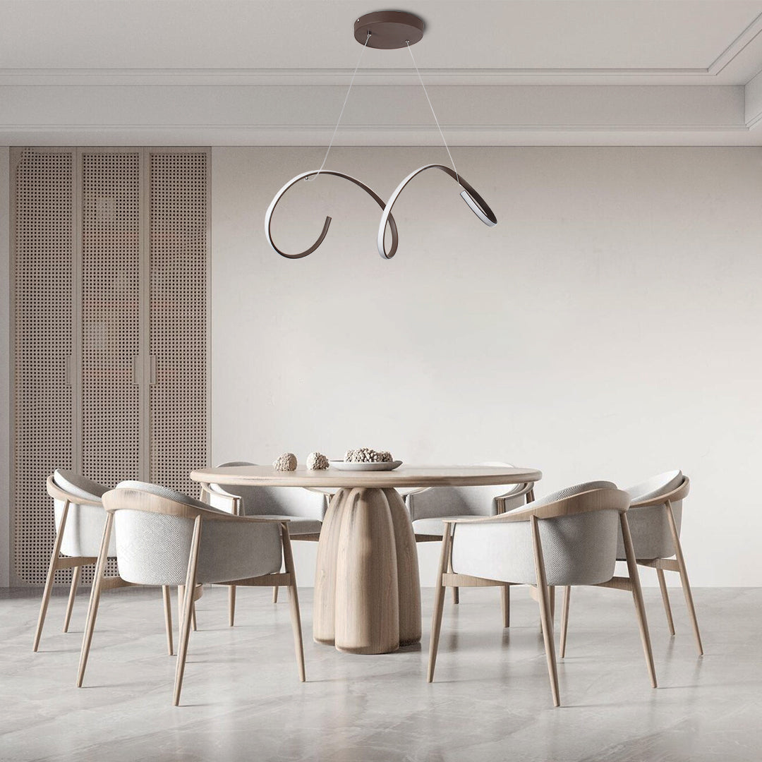 SPIRALE 61287 Modern LED Hanging Ceiling Light 75W 8400lm 300° AC 220-240V IP20 Adjustable White CCT with Remote Control from 2700K to 6000K Dimmable - Lumileds SMD Chip - Matte Brown - L72 x W25 x H30