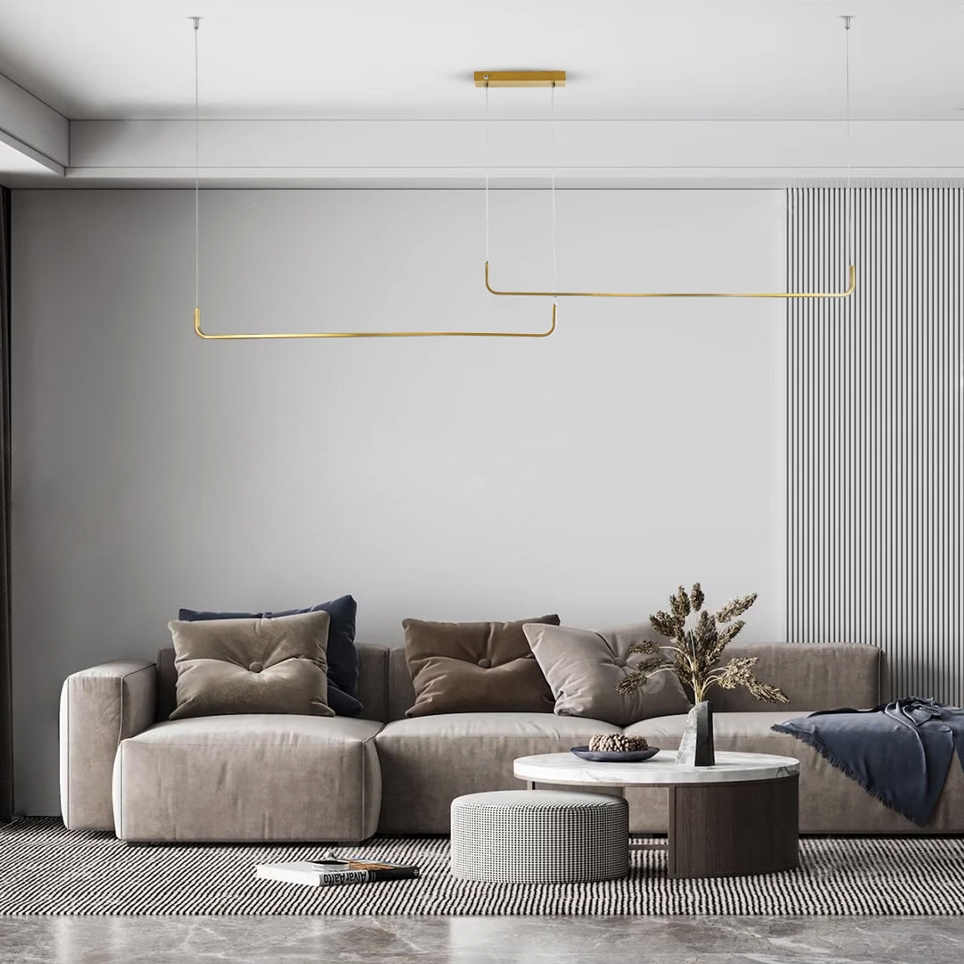 LINARIA DUO 60926 Μοντέρνο Κρεμαστό Φωτιστικό Οροφής LED 72W 8300lm 200° AC 220-240V IP20 Ρυθμιζόμενο Λευκό CCT με Χειριστήριο από 2700K έως 6000K Dimmable - Lumileds SMD Chip - Χρυσό Βούρτσας - Μ220 x Π4 x Υ25