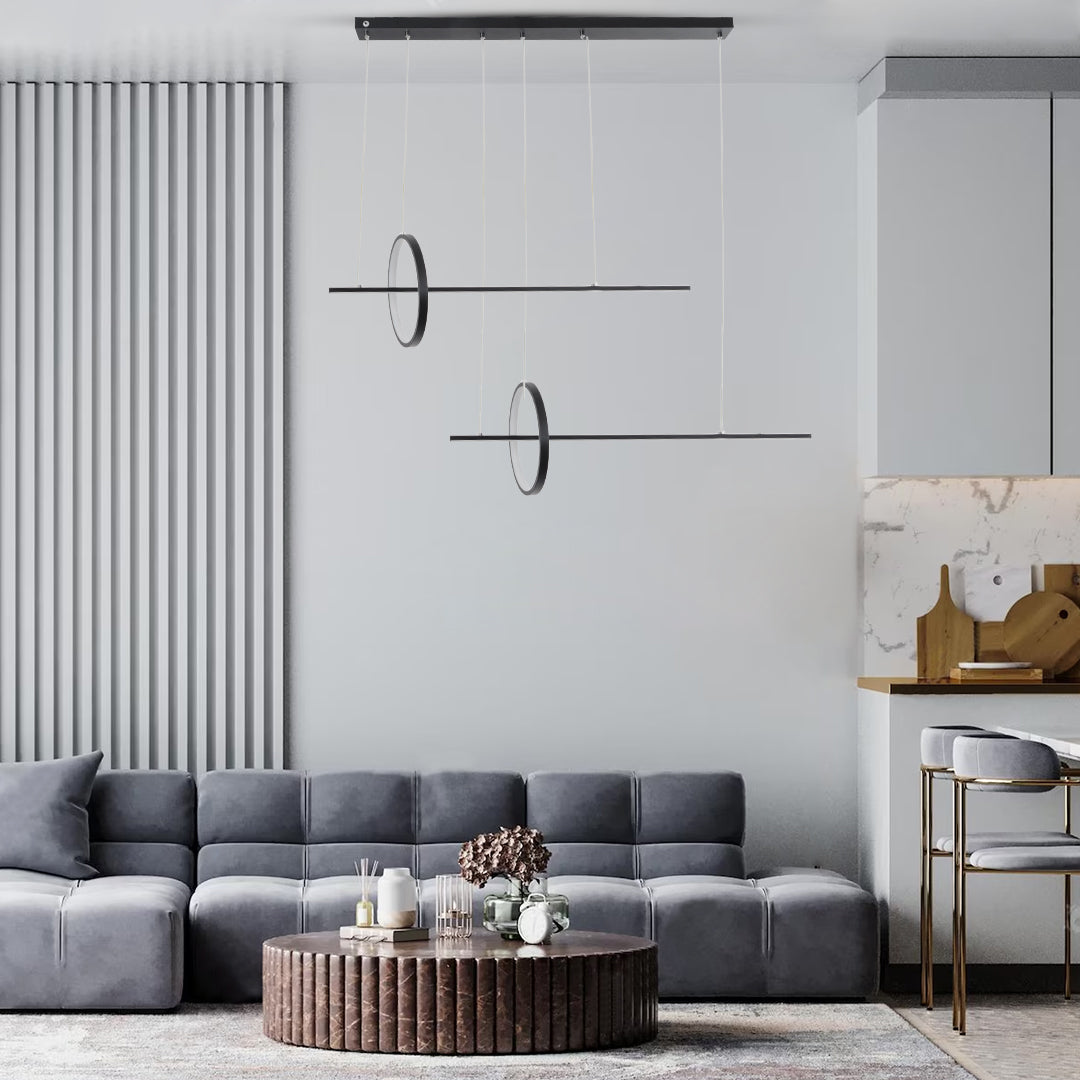 LINEARE 61290 Μοντέρνο Κρεμαστό Φωτιστικό Οροφής LED 67W 7504lm 300° AC 220-240V IP20 Ρυθμιζόμενο Λευκό CCT με Χειριστήριο από 2700K έως 6000K Dimmable - Lumileds SMD Chip - Μαύρο Ματ - Μ130 x Π25 x Υ60