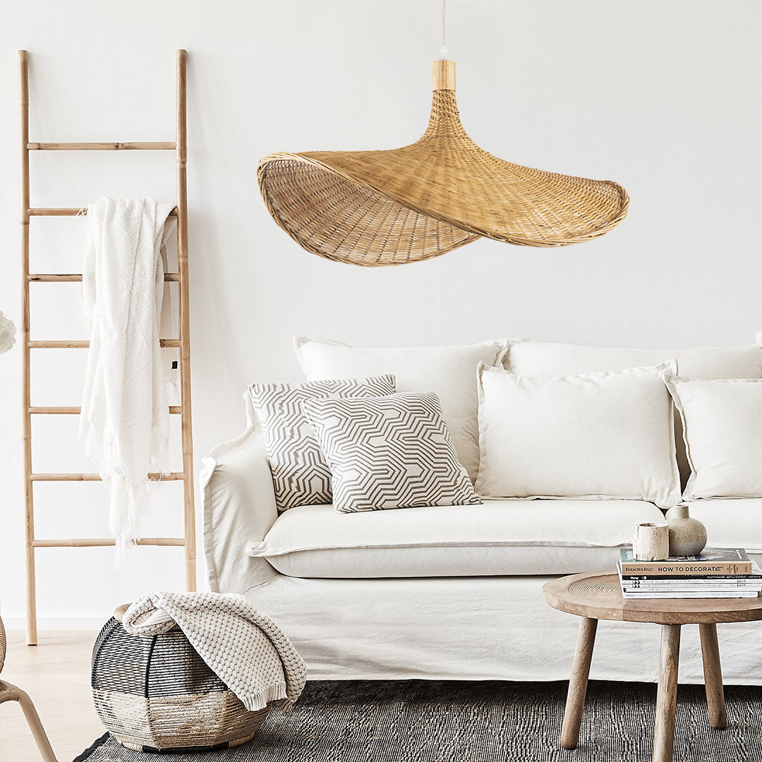 CUBA 01715 Boho Κρεμαστό Φωτιστικό Οροφής με Ντουί 1 x E27 AC 220-240V IP20 - Μπεζ - Μ33 x Π33 x Υ25