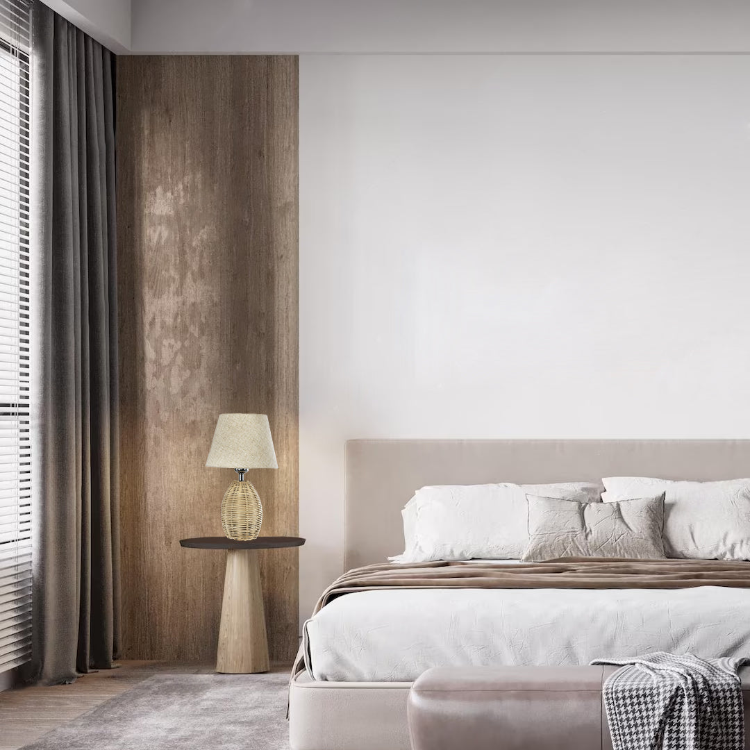 HASUMI 01956 Boho Επιτραπέζιο Φωτιστικό Πορτατίφ με Ντουί 1 x E27 AC 220-240V IP20 - Μπεζ - Μ23 x Π23 x Υ40