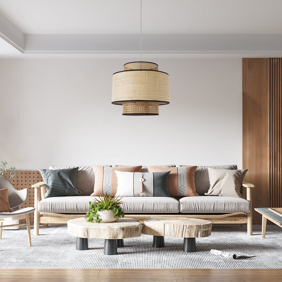 BRAVADO 02386 Boho Κρεμαστό Φωτιστικό Οροφής με Ντουί 1 x E27 AC 220-240V IP20 - Μπεζ- Μ40 x Π40 x Υ35