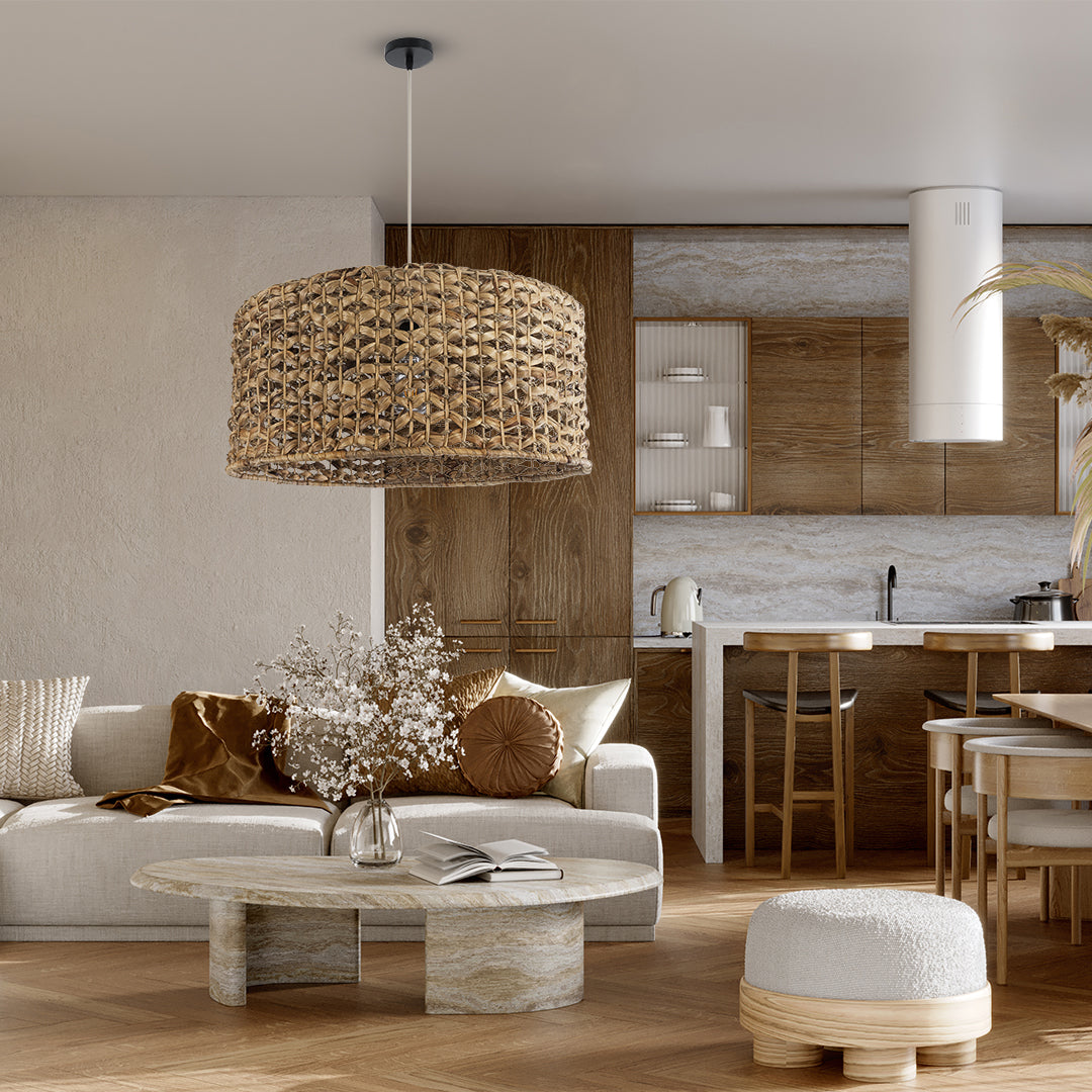 MANGATA 01849 Boho Κρεμαστό Φωτιστικό Οροφής με Ντουί 1 x E27 AC 220-240V IP20 - Καφέ - Μ60 x Π60 x Υ28