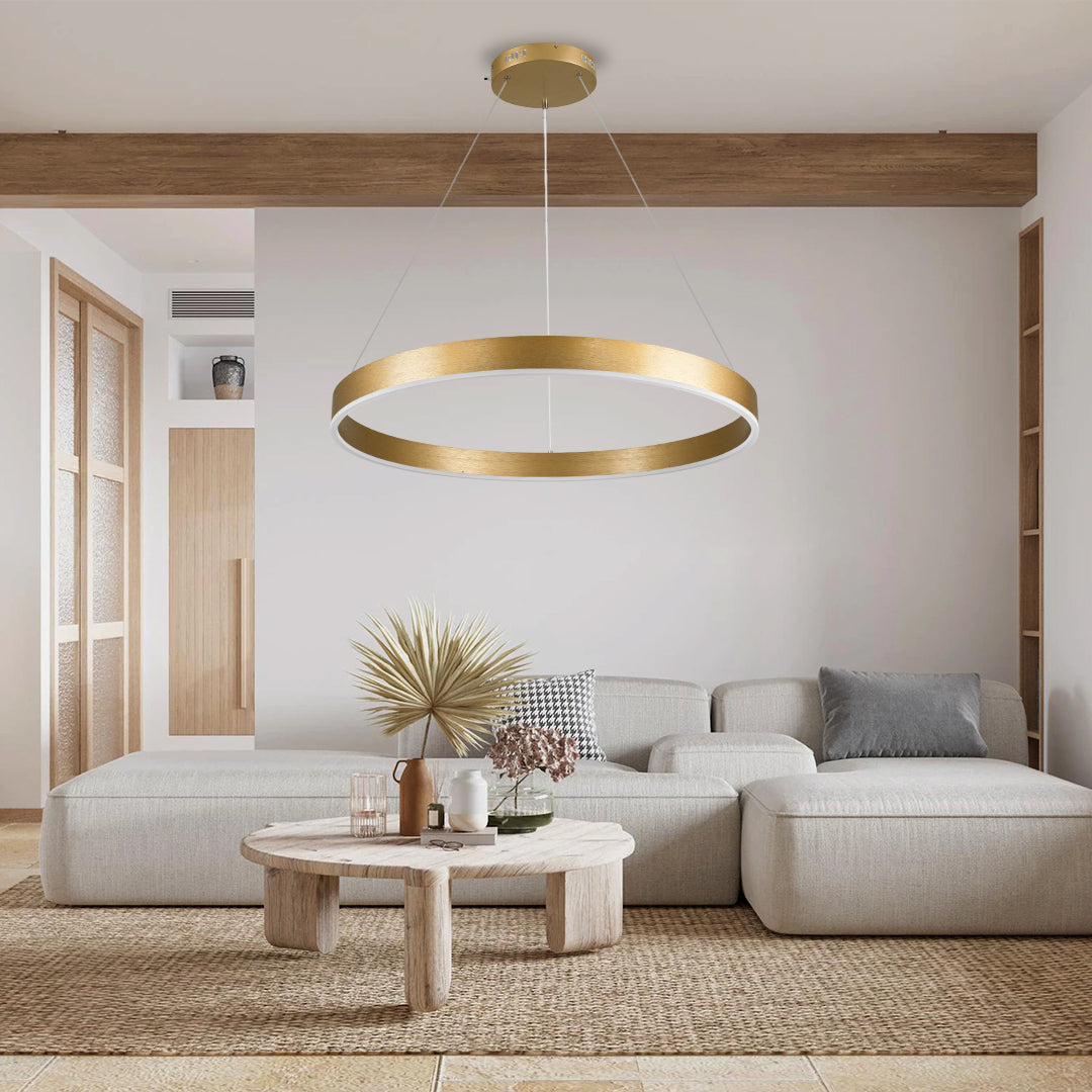 VENOM 61181 Μοντέρνο Κρεμαστό Φωτιστικό Οροφής LED 67W 7863lm 120° AC 220-240V IP20 Ρυθμιζόμενο Λευκό CCT με Χειριστήριο από 2700K έως 6000K Dimmable - Lumileds SMD Chip - Χρυσό Βούρτσας - Μ80 x Π80 x Υ6.5