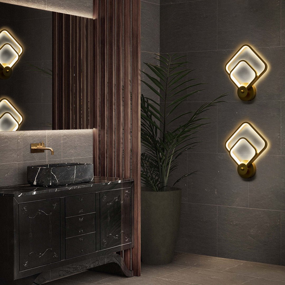 ANNA 61087 Modern Wall Light - LED Sconce 15W 1800lm 300° AC 220-240V IP20 Dimmable White CCT with On/Off 2700K/4500K/6000K - Lumileds SMD Chip - Brushed Gold - L25 x W8 x H30