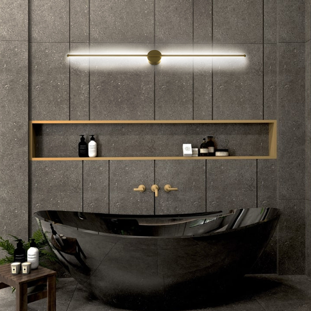 DIADEM 61334 Μοντέρνο Φωτιστικό Τοίχου - Απλίκα LED 18W 2160lm 120° AC 220-240V IP20 Ρυθμιζόμενο Λευκό CCT με On/Off 2700K/4500K/6000K - Lumileds SMD Chip - Χρυσό Βούρτσας - Μ10 x Π4 x Υ120