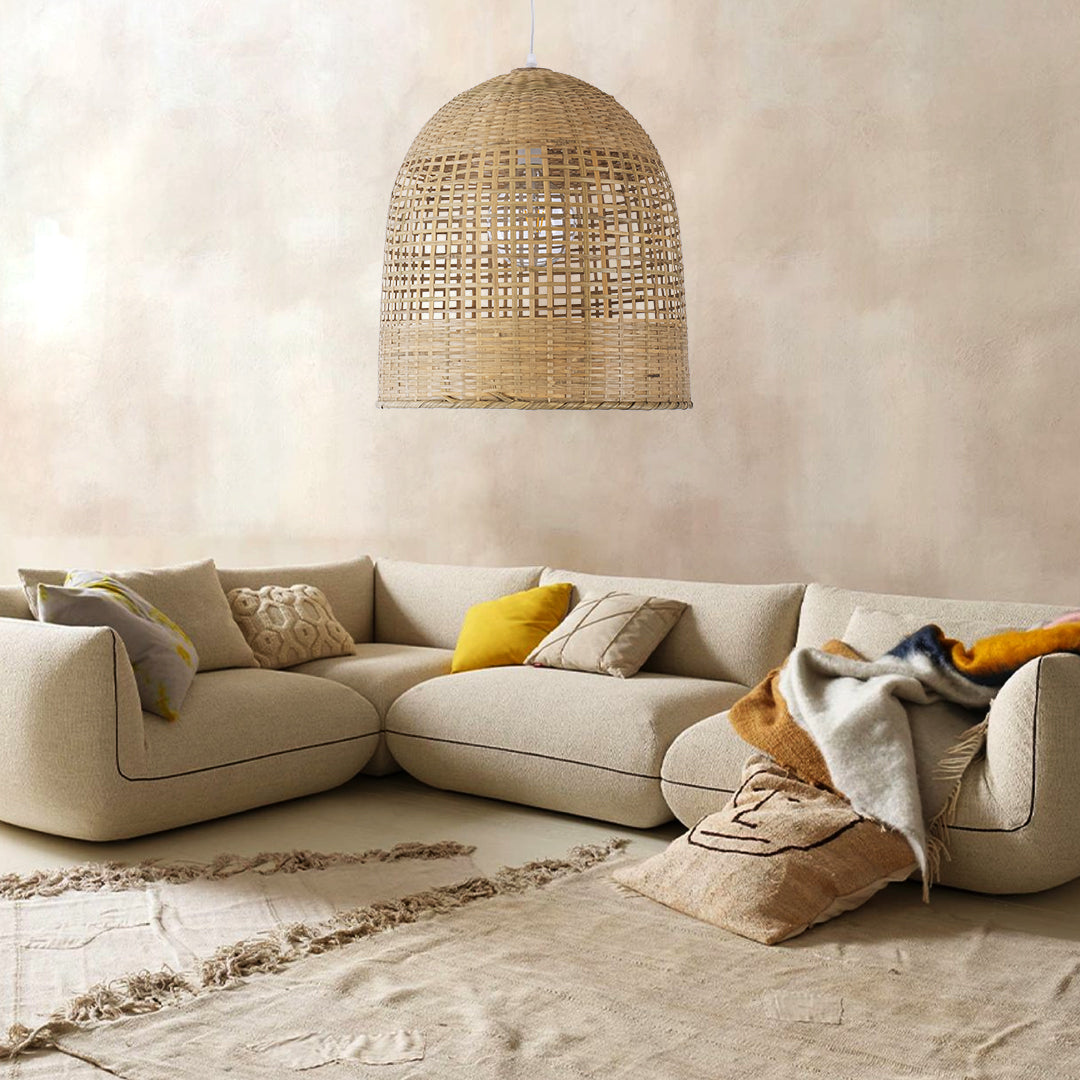 BORA-BORA 01735 Boho Κρεμαστό Φωτιστικό Οροφής με Ντουί 1 x E27 AC 220-240V IP20 - Μπεζ - Μ42 x Π42 x Υ44