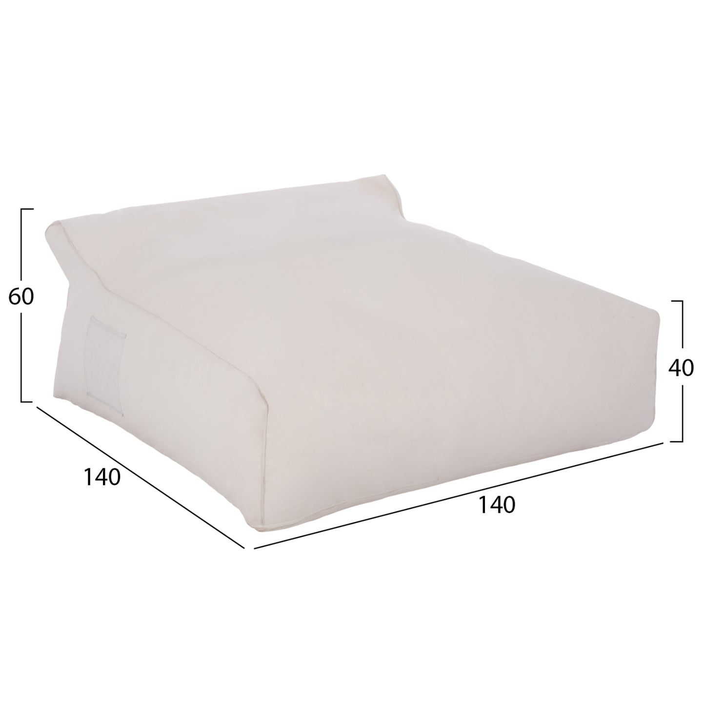 ΠΟΥΦ YAMIN 2 ΑΤΟΜΩΝ ΜΕ TEXTILENE 600gr/m2 ΛΕΥΚΟ 140x140x40-60