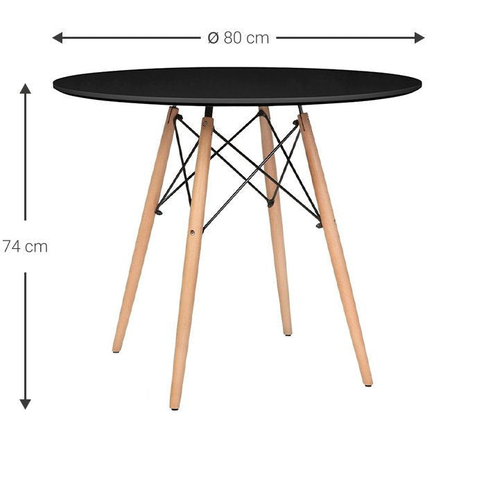 Τραπέζι Fiorino Round Μαύρο 80x80x74
