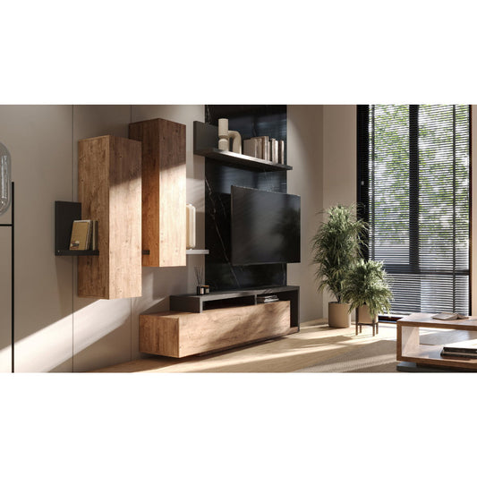Έπιπλο Τηλεόρασης Bron Φυσικό - Ανθρακί 219x45x52