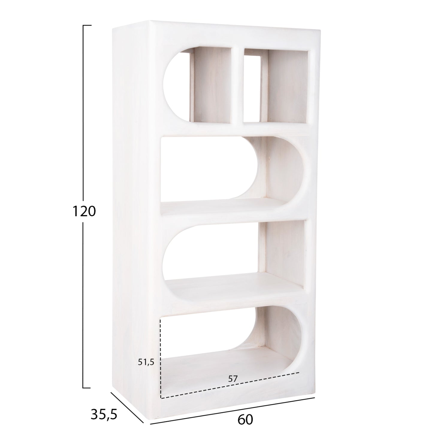 ΡΑΦΙΕΡΑ ΚΟΜΜΟ HANDYR ΜΑΣΙΦ ΞΥΛΟ MANGO ΣΕ ΛΕΥΚΟ ΧΡΩΜΑ 60x35x120