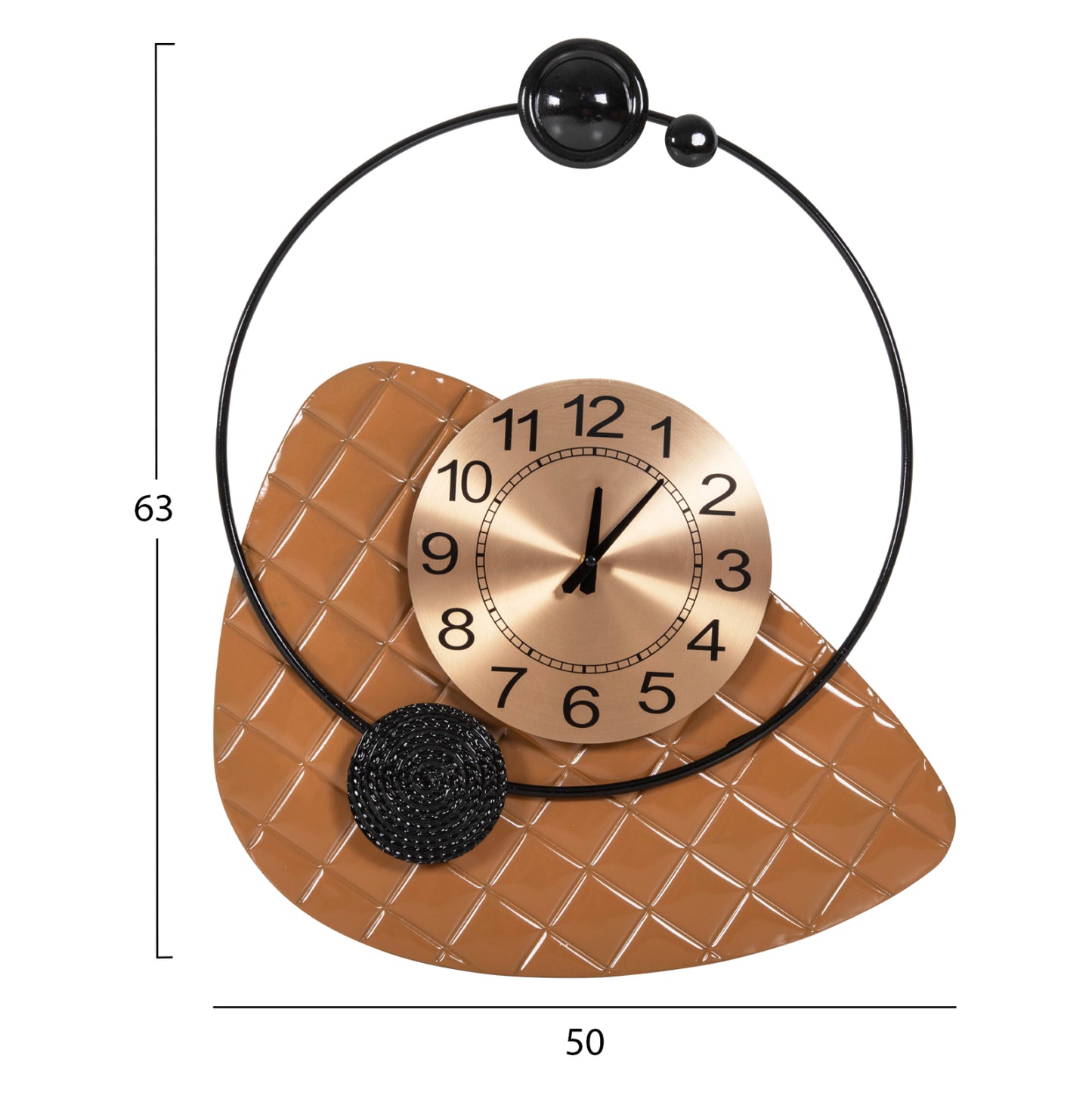 METAL WALL CLOCK GOLD WITH BLACK HANDS 50x63cm