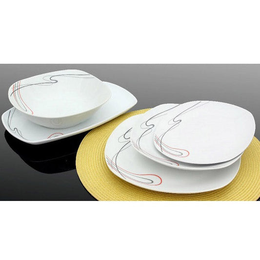 Σερβίτσιο Φαγητού Πορσελάνης 20 Τεμαχίων Λευκό με Αφηρημένες Γραμμές