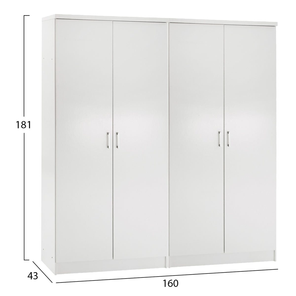 SET OF 2 JENNA 2-DOOR WARDROBES MELAMINE IN WHITE 160x43x181