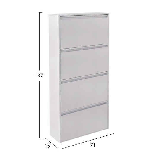 SET OF 2 STARK WHITE METAL SHOE CABINETS WITH 3+4 MAGNETIC DOORS