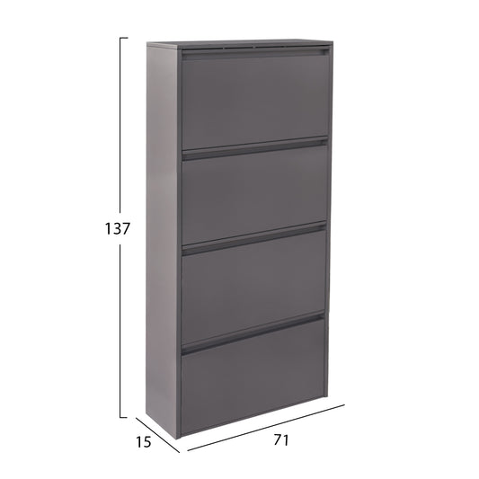 SET OF 2 SHOE CABINETS STARK METALLIC ANTHRACITE 3+4 MAGNETIC DOORS