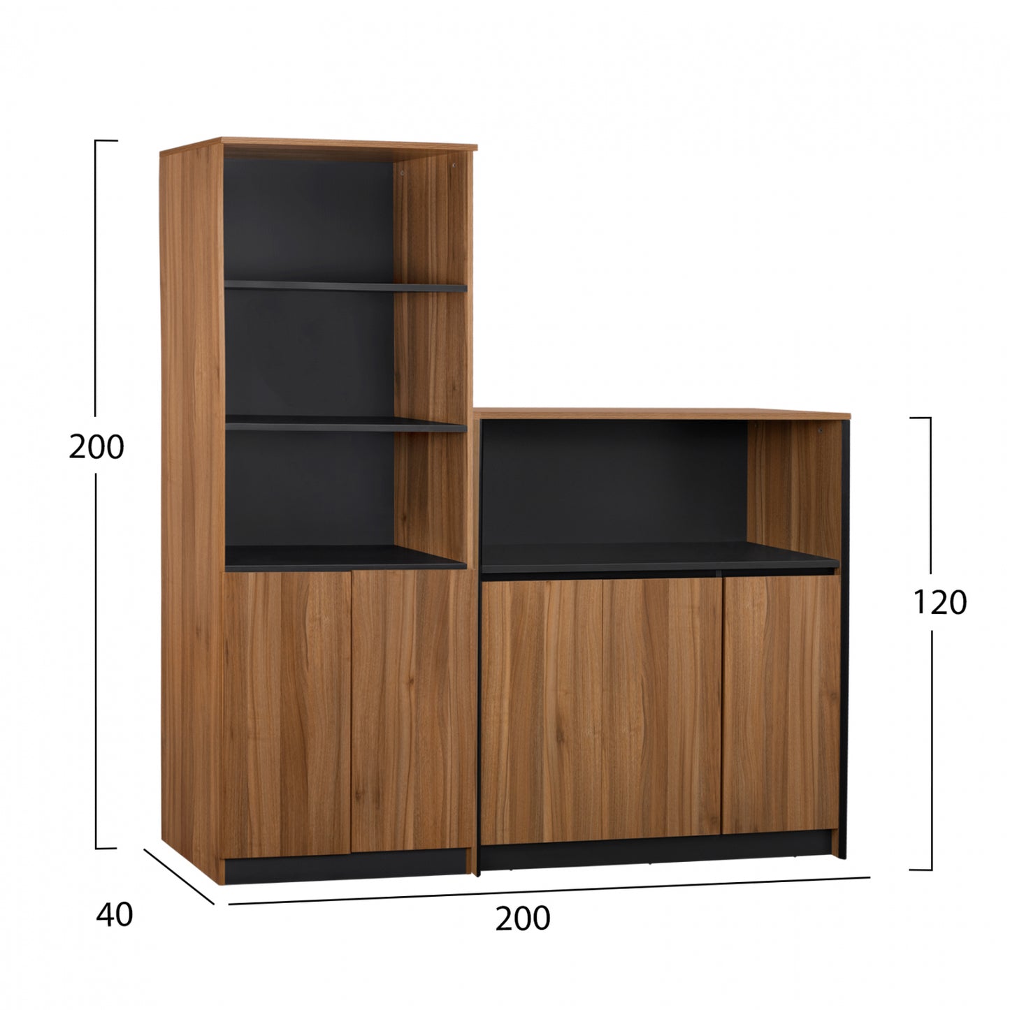 SET OF 2 PROFESSIONAL OFFICE BOOKCASES WITH CUPBOARD SUPREME