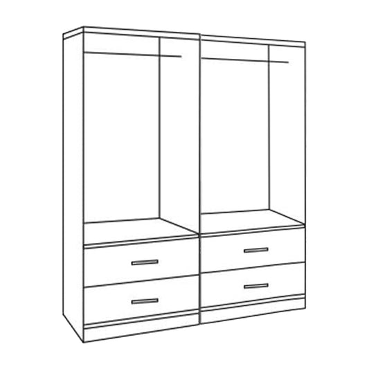 SET OF 2 PCS 4-DOOR WARDROBE WITH 4 DRAWERS ZEBRANO 160x42x181