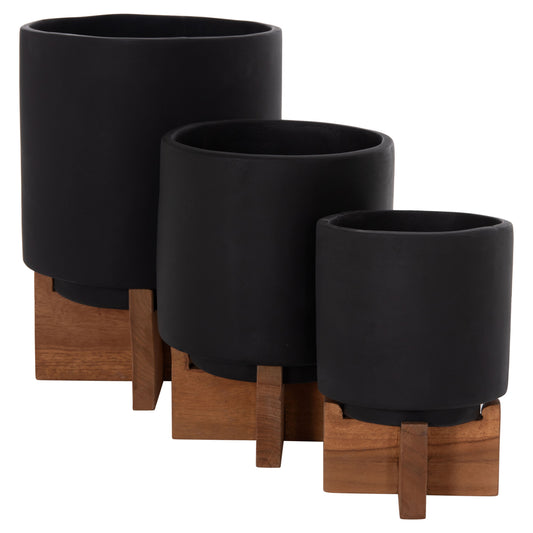 ΣΕΤ 3 ΓΛΑΣΤΡΕΣ ΜΕ TEAK ΒΑΣΕΙΣ TANTI FIBER CEMENT ΣΕ ΜΑΥΡΟ ΧΡΩΜΑ