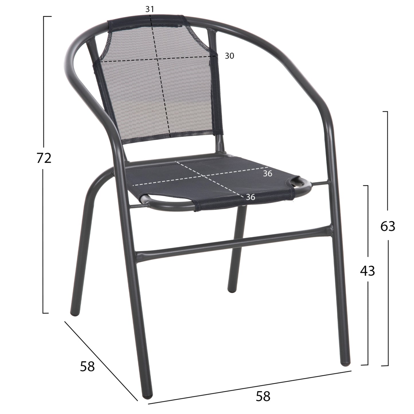 OUTDOOR SET 3 PCS GREY METAL TEMPERED GLASS GREY TEXTILENE