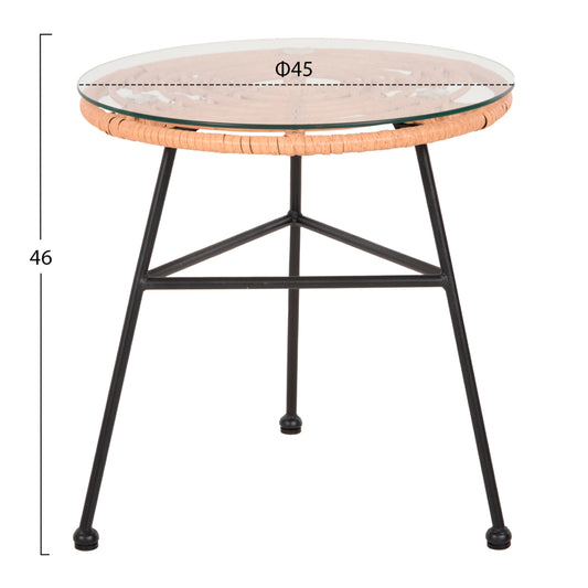 OUTDOOR SET 3 PCS ALLEGRA BEIGE SYNTHETIC RATTAN METAL IN BLACK