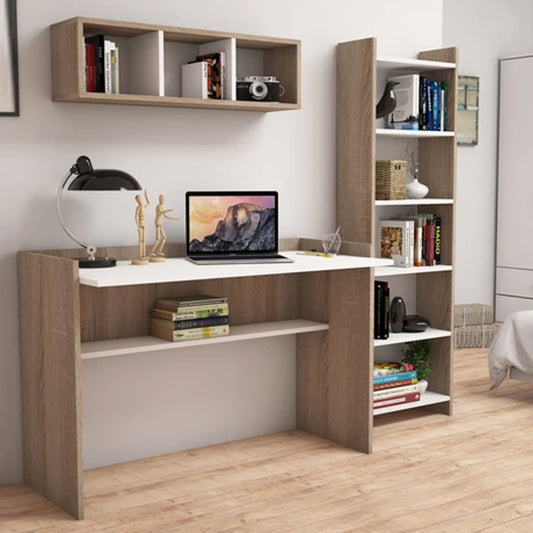 3 PIECE DESK SET MELAMINE IN SONOMA AND WHITE COLOUR