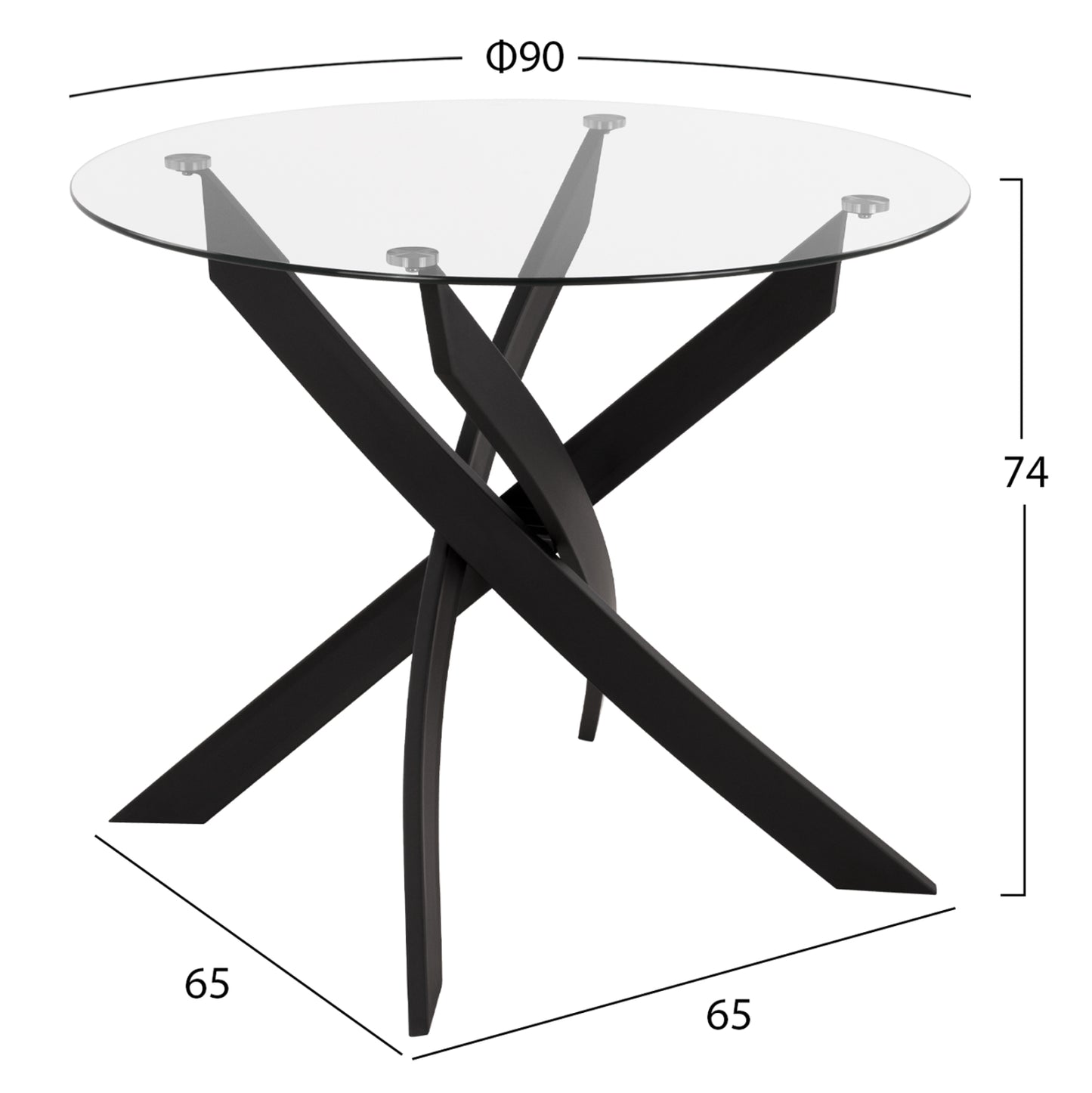 3-PIECE DINING SET JAFARU ROUND TABLE & 2 CHAIRS IN BLACK