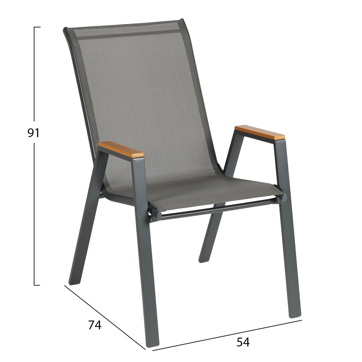 DINING SET 5 PCS LEONE METAL CHAIRS & TABLE 110x60cm GREY