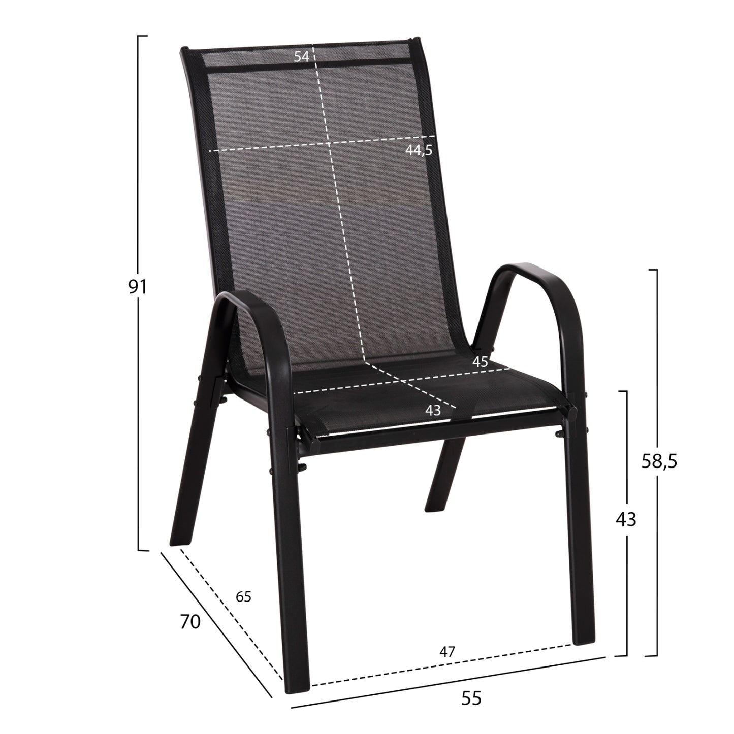 5-PIECE DINING SET BRUNO METAL & TEXTILENE BLACK