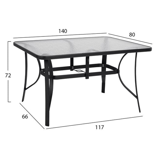 DINING SET 5 PCS TABLE 140x80x72 AND 4 ARMCHAIRS METAL GREY