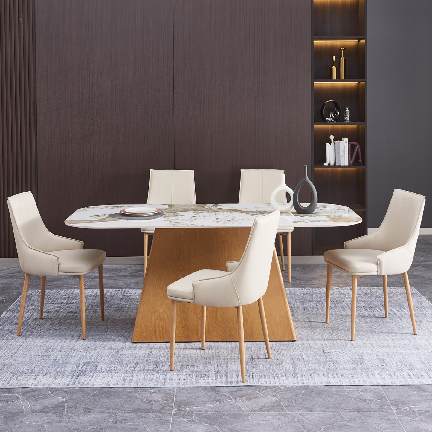 ΣΕΤ ΤΡΑΠΕΖΑΡΙΑΣ 7 ΤΜΧ NORDU ΚΕΡΑΜΙΚΟ TOP/MDF ΒΑΣΗ PU ΚΡΕΜ/ΜΕΤΑΛ. ΠΟΔΙΑ