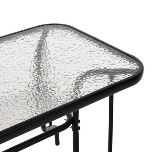 5 PC DINING SET METAL WITH 4 CHAIRS & TABLE 110x60cm BLACK