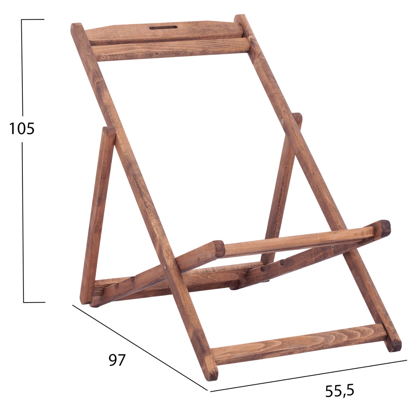 ARMLESS SUN LOUNGER LIMNOS SOLID BEECH IMPREGNATED WALNUT