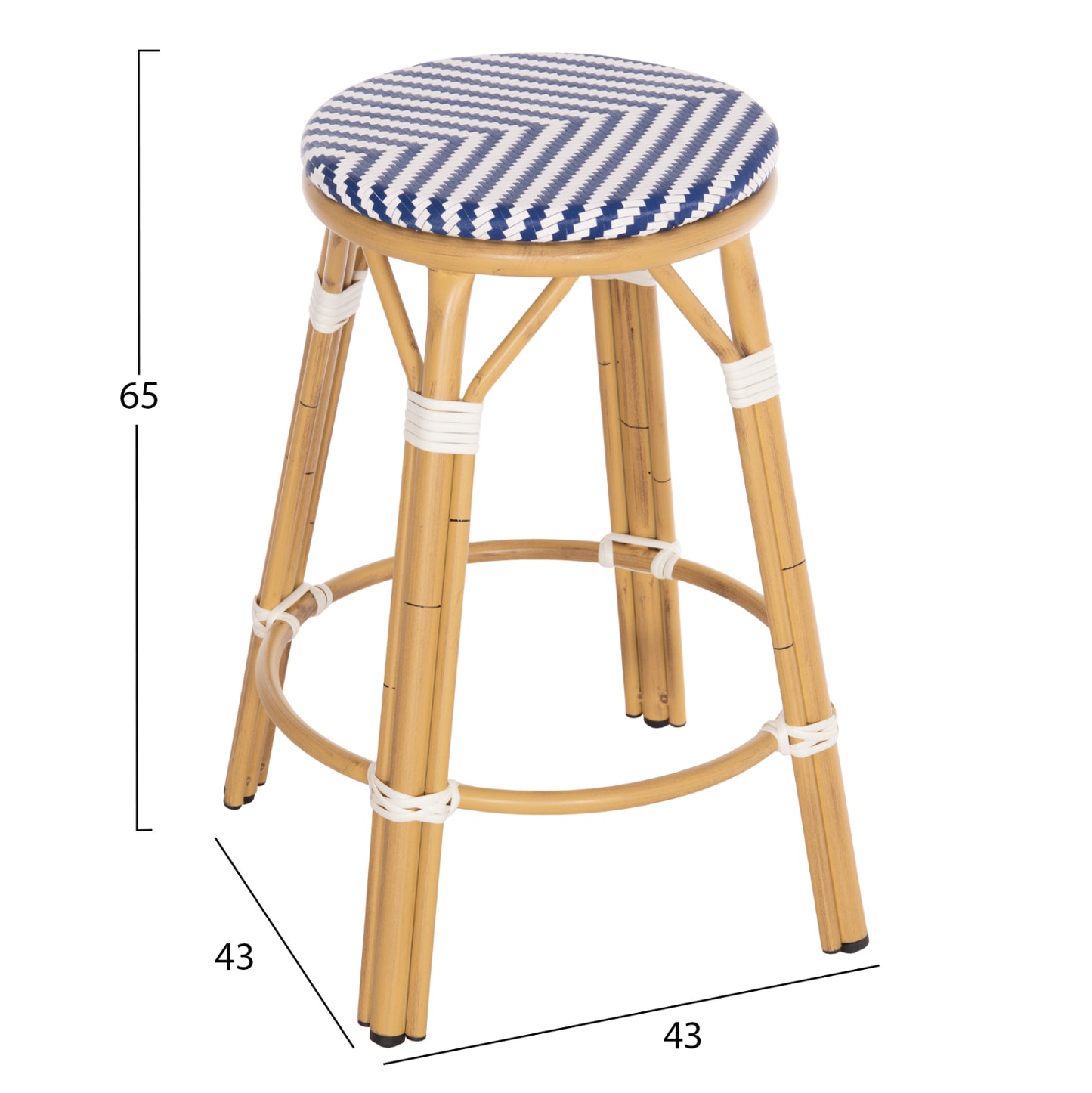 ΣΚΑΜΠΟ ΑΛΟΥΜΙΝΙΟΥ ΜΕΣ. ΥΨΟΥΣ CHINO BAMBOO LOOK & TEXTILENE ΜΠΛΕ 43x43x65