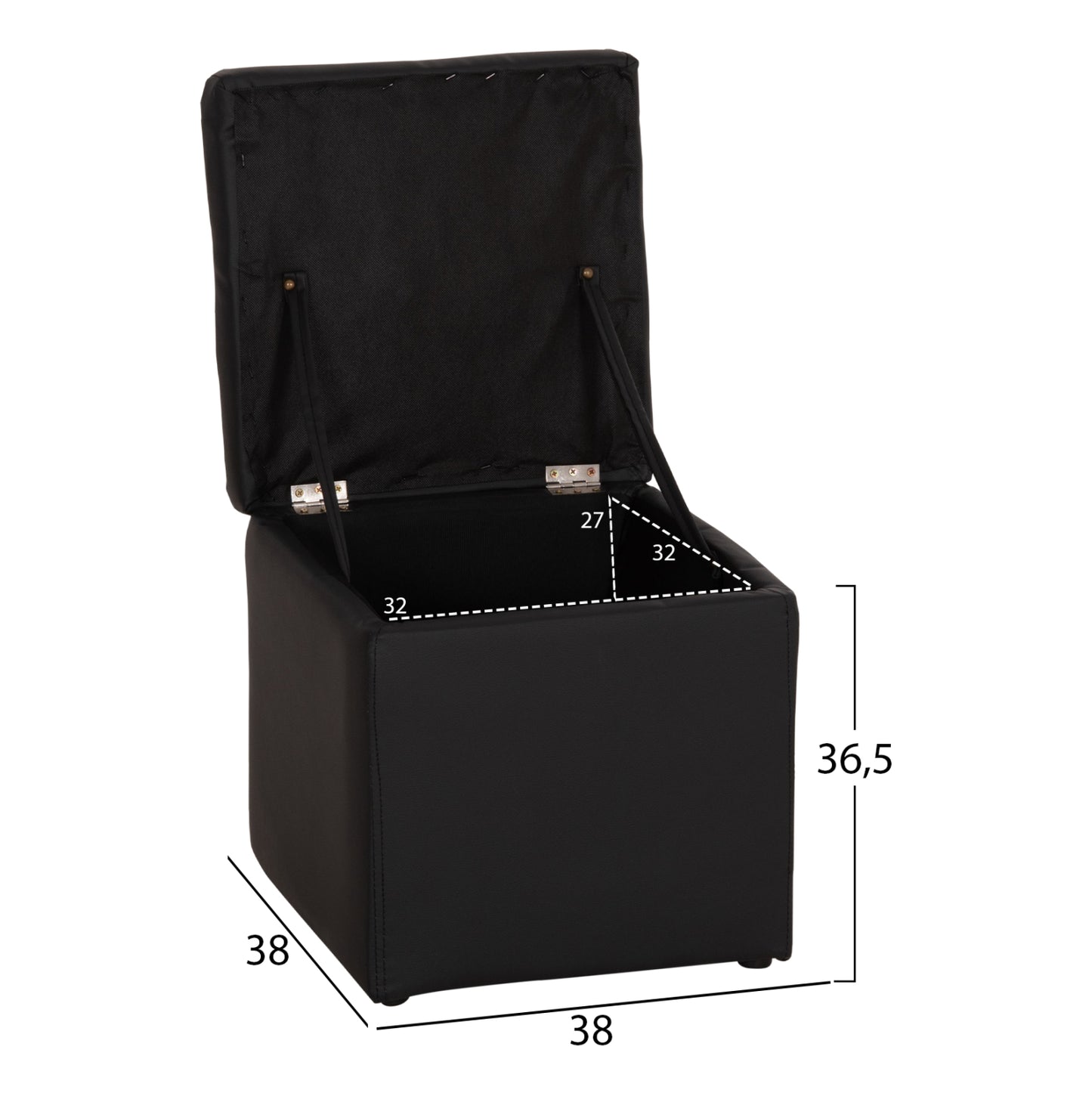 ΣΚΑΜΠΩ ΜΕ ΑΠΟΘΗΚΕΥΤΙΚΟ ΧΩΡΟ PU ΜΑΥΡΟ CUBE 38x38x36.5