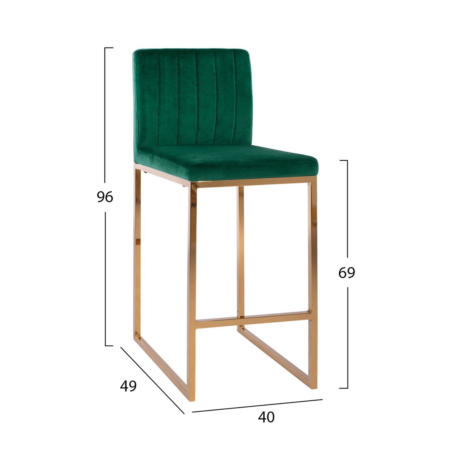 BAR STOOL PIPER VELVET CYPRESS & GOLDEN FRAME 40x49x96