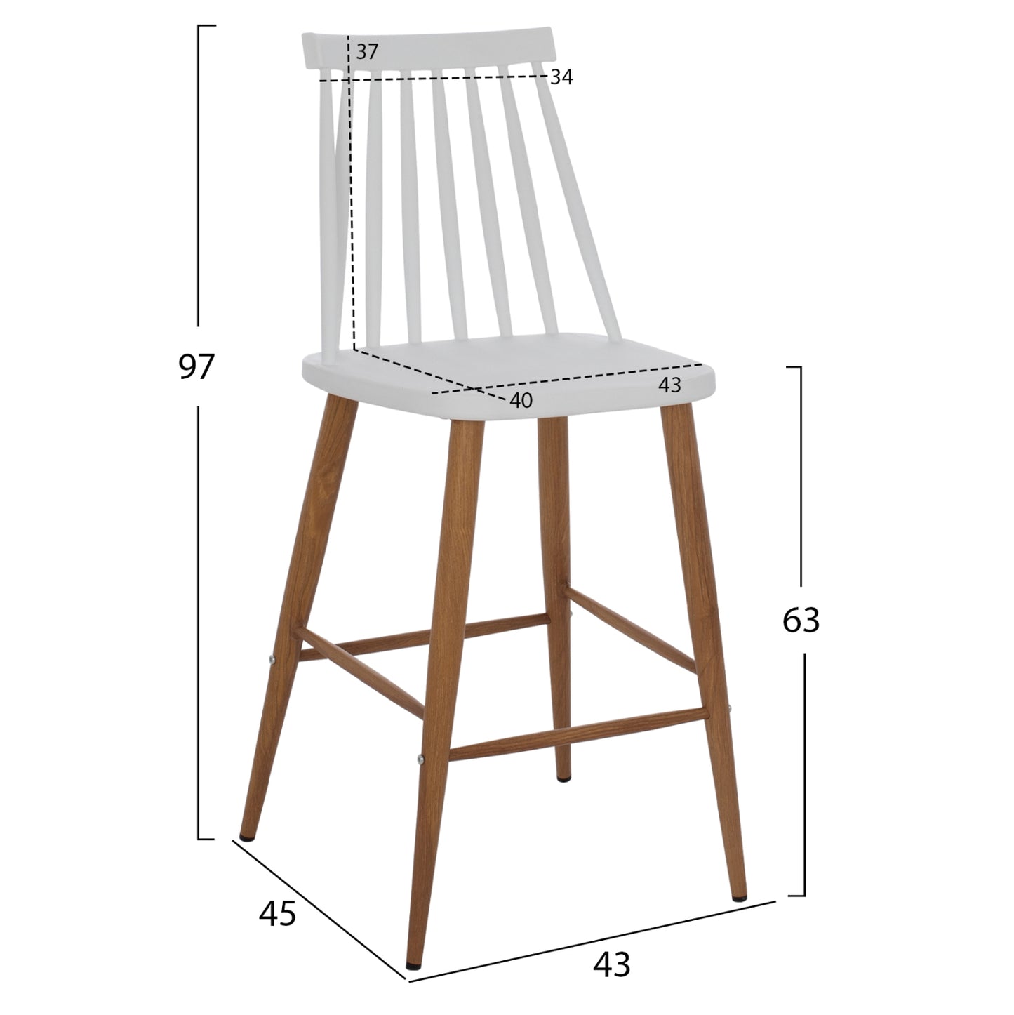 ΣΚΑΜΠΟ ΜΠΑΡ VANESSA ΛΕΥΚΟ ΜΕΣΑΙΟΥ ΥΨΟΥΣ 43x45x97