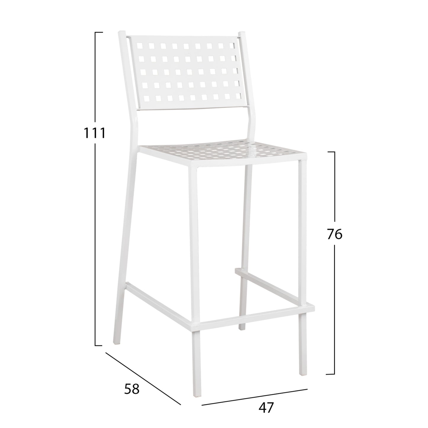 OLYMPIAS METAL BAR STOOL IN WHITE 47x58x111