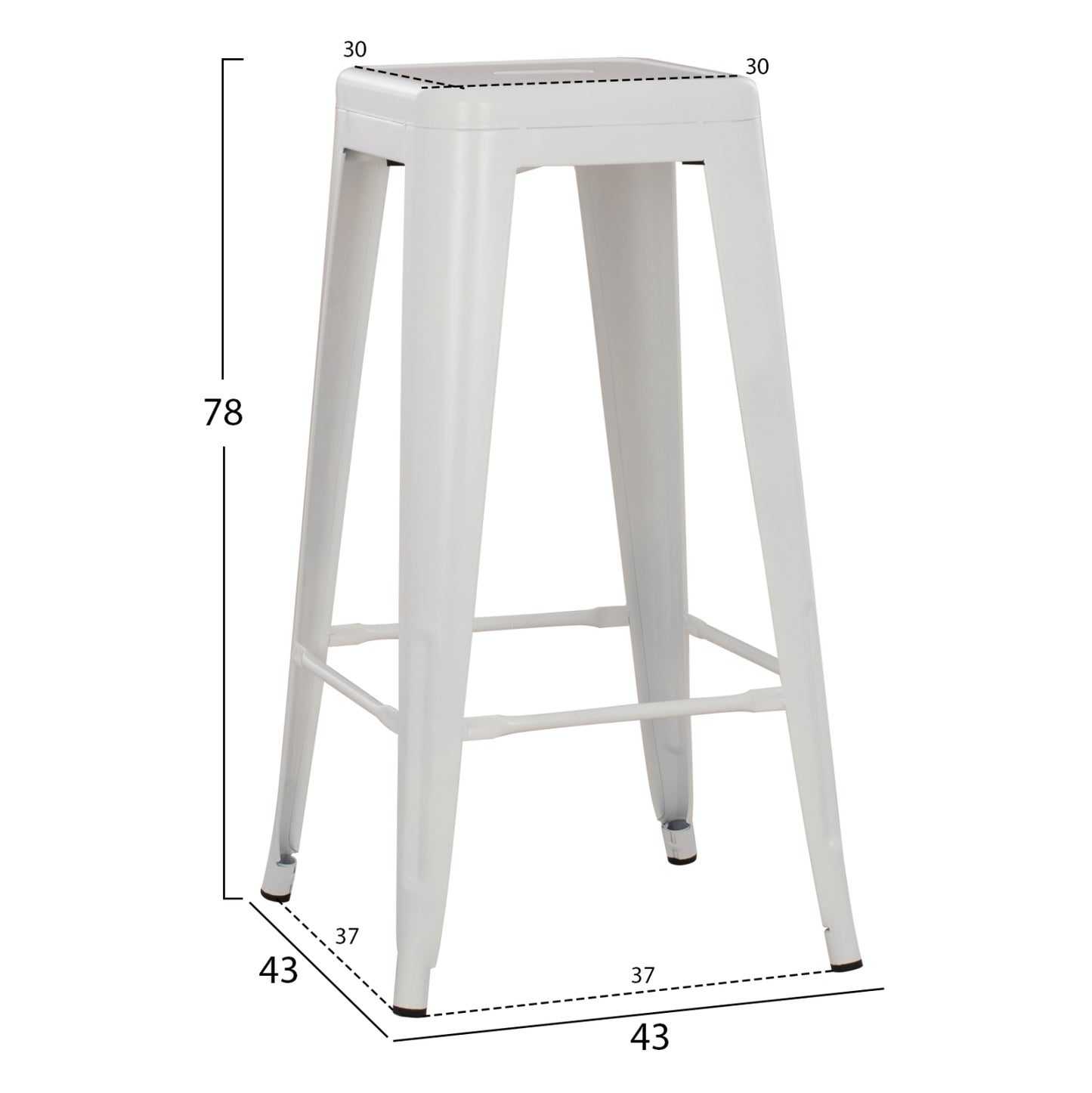 ΣΚΑΜΠΟ ΜΠΑΡ ΜΕΤΑΛΛΙΚΟ MELITA PRO ΣΕ ΛΕΥΚΟ ΜΑΤ 43x43x78