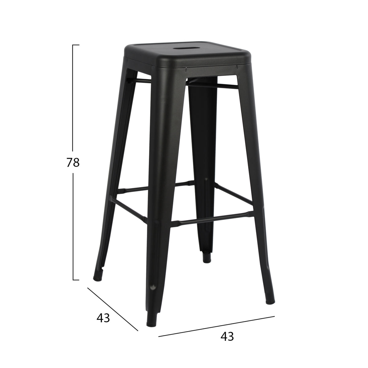 ΣΚΑΜΠΟ ΜΠΑΡ ΜΕΤΑΛΛΙΚΟ MELITA PRO ΣΕ ΜΑΥΡΟ ΜΑΤ 43x43x78