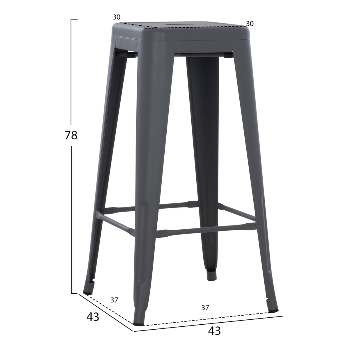 ΣΚΑΜΠΟ ΜΠΑΡ ΜΕΤΑΛΛΙΚΟ MELITA PRO ΣΕ ΓΚΡΙ 43x43x78